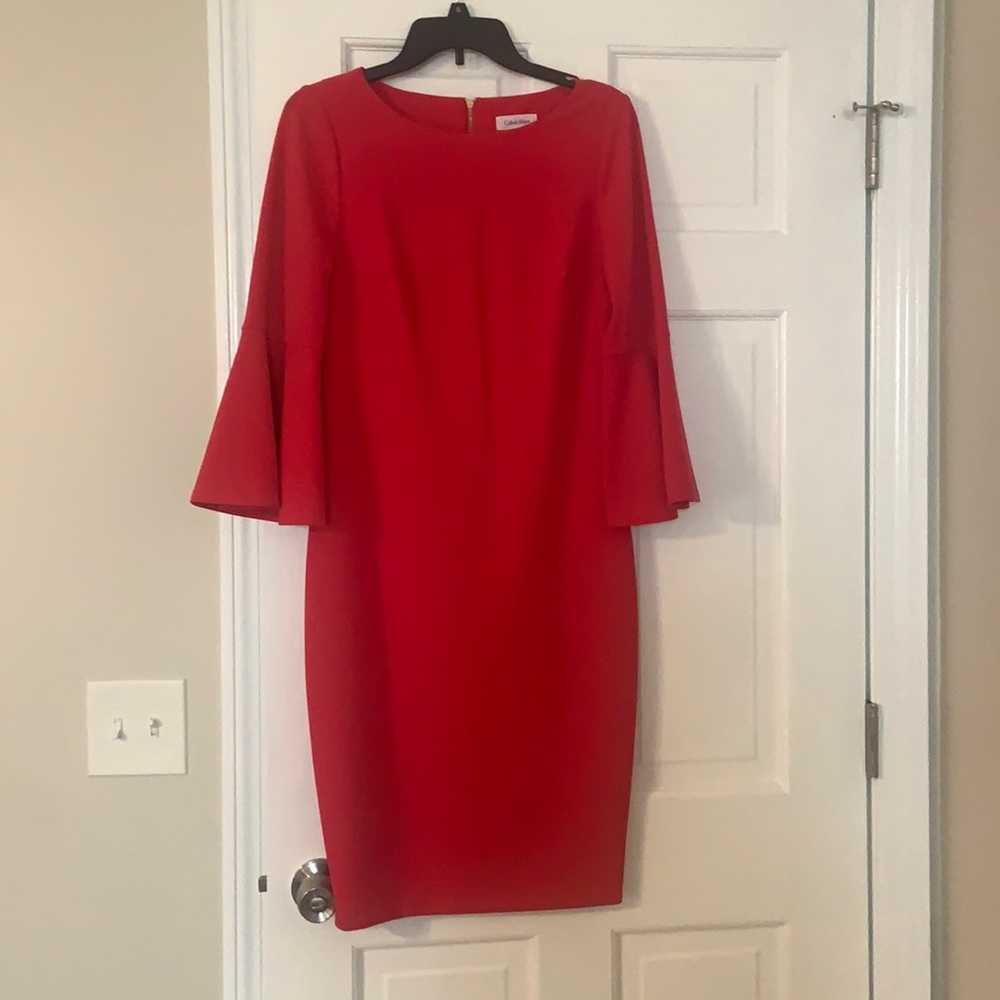 Woman’s hot pink dress